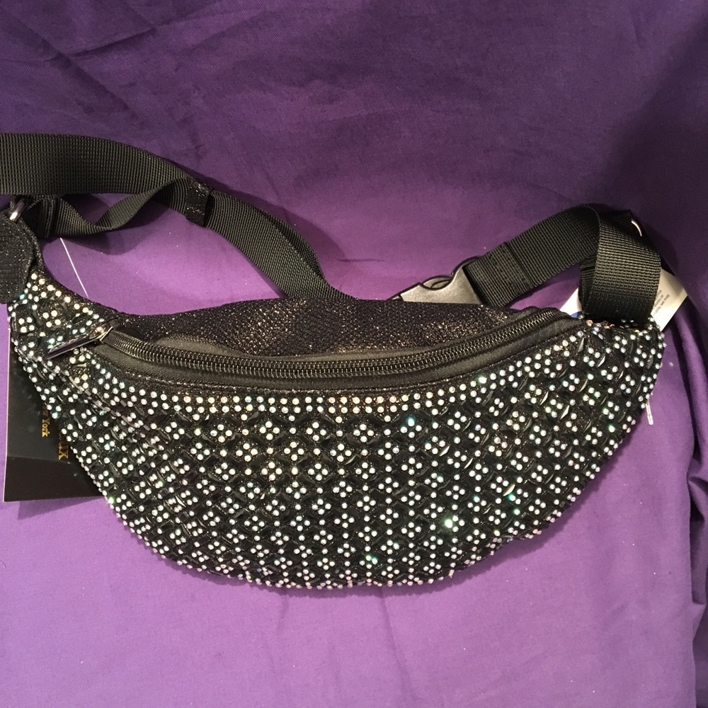 Sparkled Black Fanny pack small Glitter studs NEW